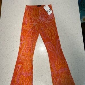 Zara orange paisley pants